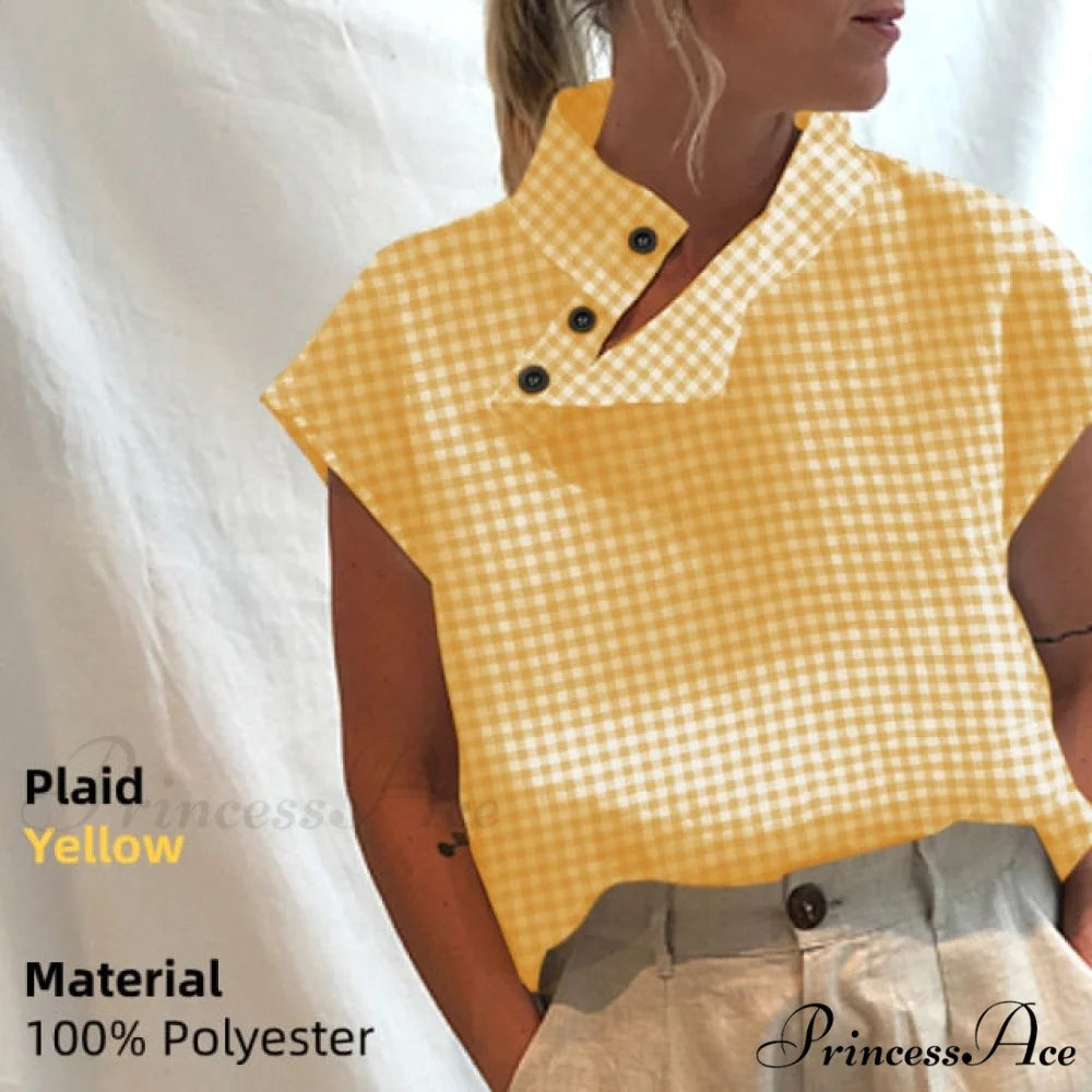 Solid Cotton Size Loose Blouses Stylish Plus Women Blusas Linen Arm Brief Tops Casual Tunic Warm-Season Femme Plaid
