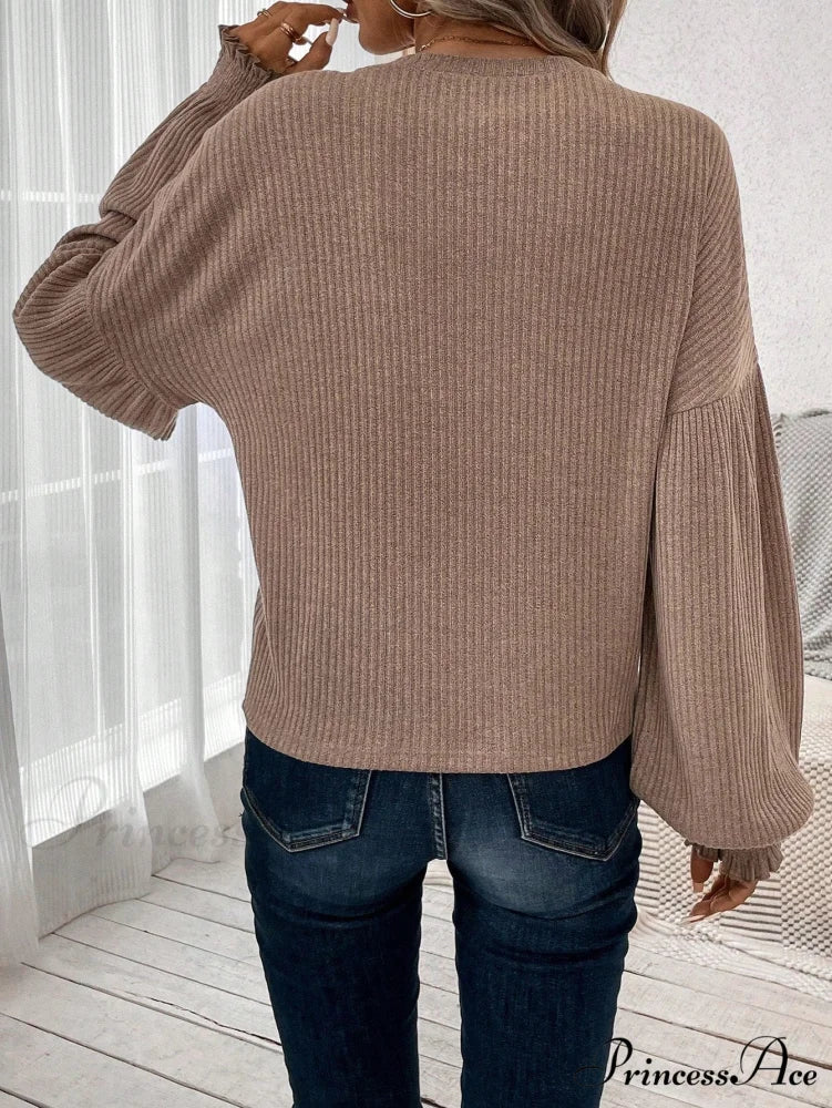 Solid Drop Shoulder Bishop Sleeve Tee