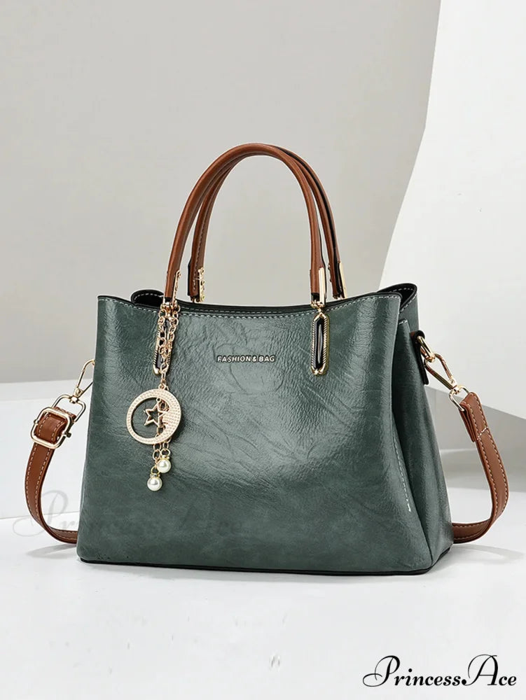 Solid Hue Basic Elderly Women’s Crossbody Purse Green handbag-250126