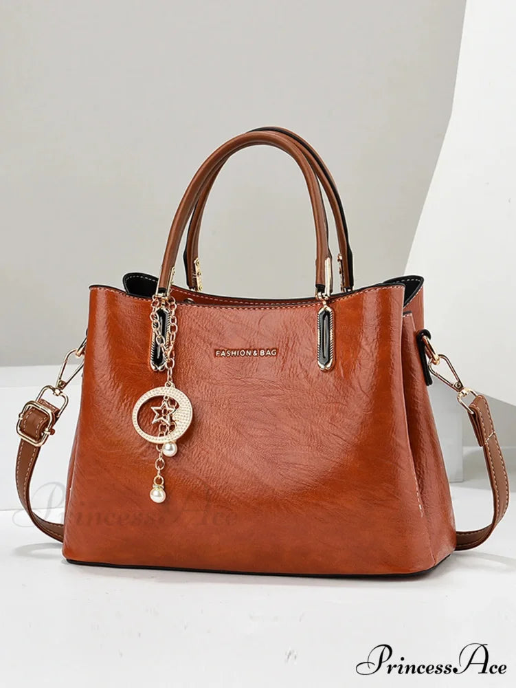 Solid Hue Basic Elderly Women’s Crossbody Purse Yellow handbag-250126