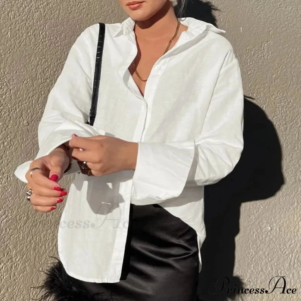 Solid Loose Casual Office Blouse blouse-250126