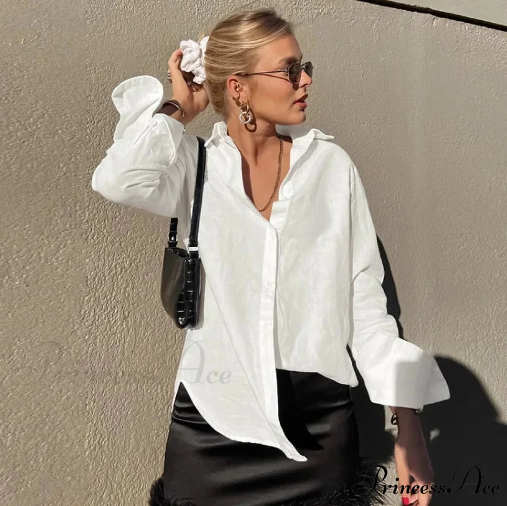 Solid Loose Casual Office Blouse blouse-250126