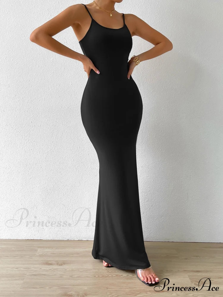 Solid Mermaid Hem Cami Dress