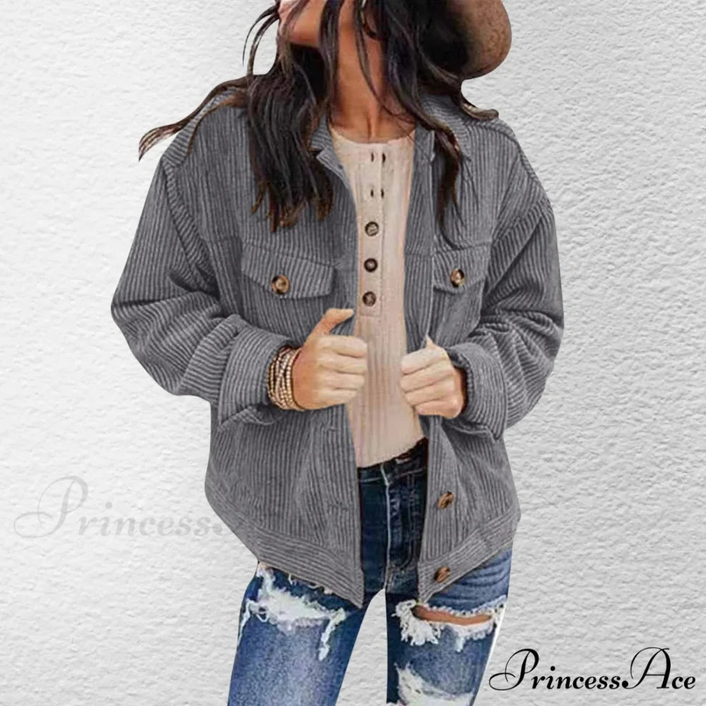Solid Plush Long Sleeve Hooded Stylish Chic Trendy Elegant Fashionable Versatile Classic Jacket Grey / S