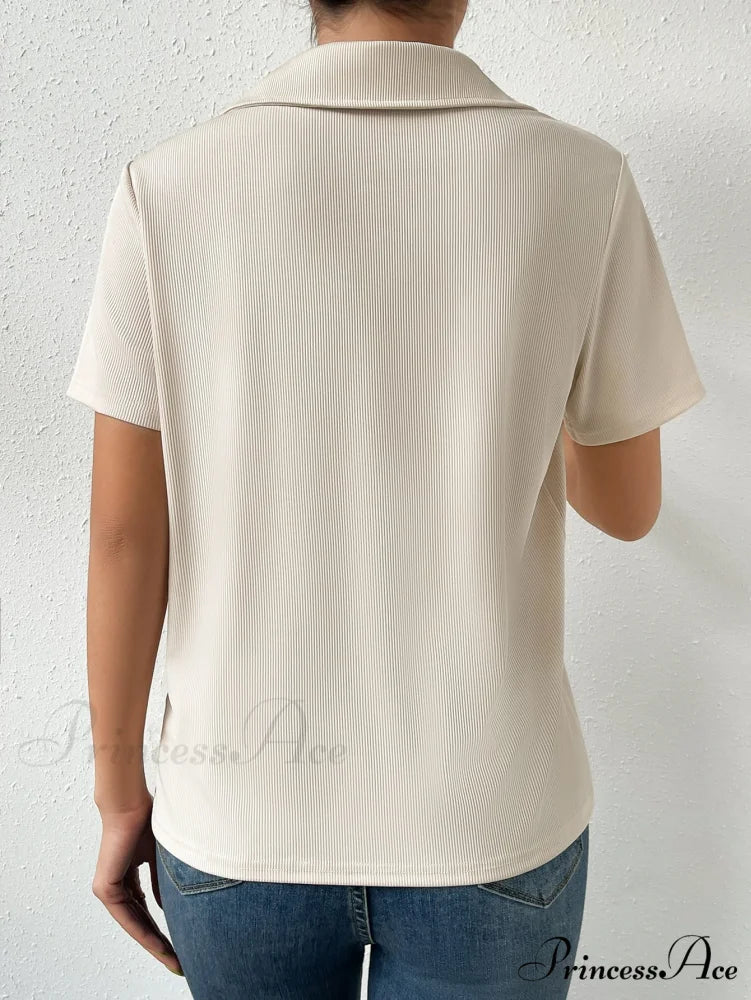 Solid Ribbed Knit Tee