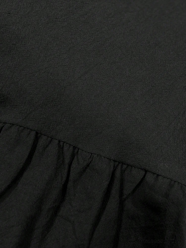 Solid Ruffle Hem Smock Dress