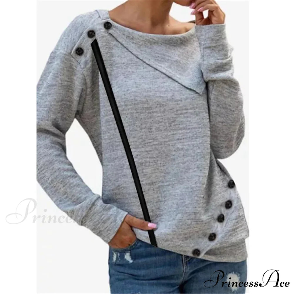 Solid Sweatshirt Women’s Color Pullover Gray / S