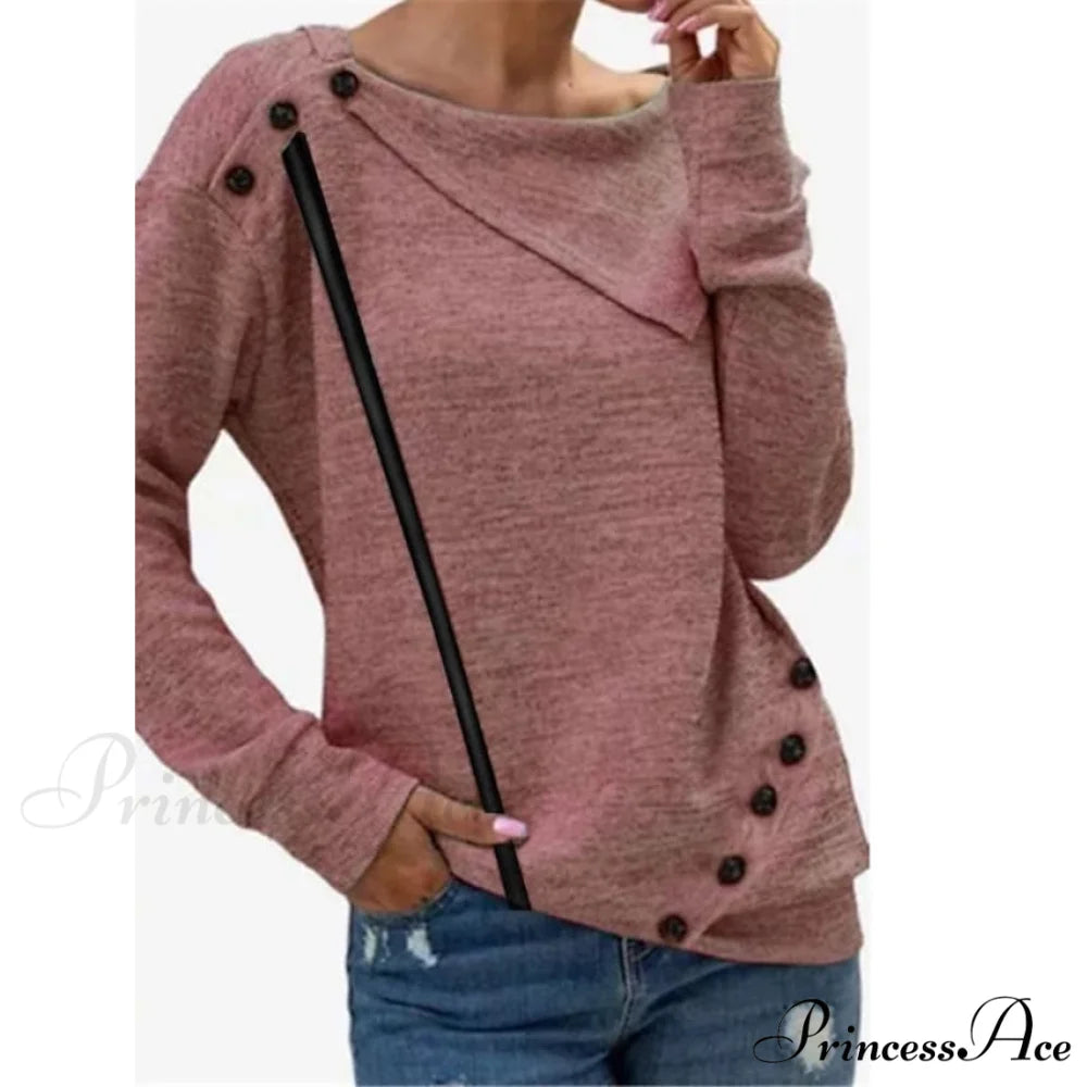 Solid Sweatshirt Women’s Color Pullover Red / S