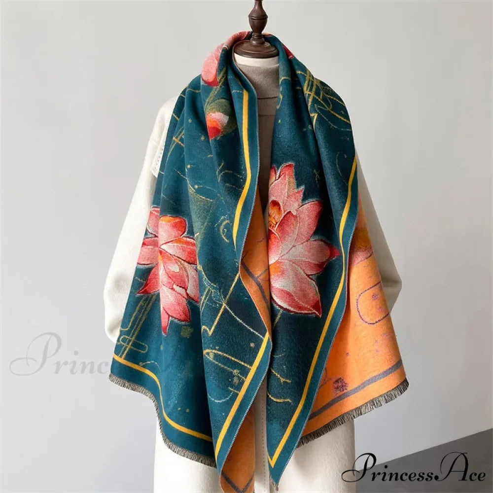 Sophisticated Flower Pashmina Winter Cashmere Scarf Multi Color12 scarf-241228