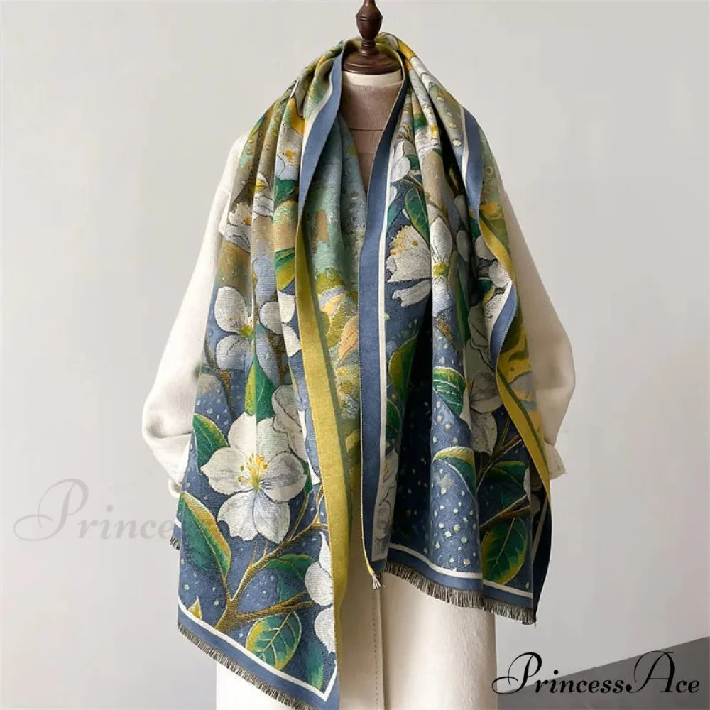 Sophisticated Flower Pashmina Winter Cashmere Scarf Multi Color3 scarf-241228
