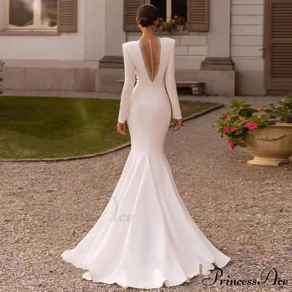 Sophisticated Mermaid Evening Wedding Gown white / 2 weddingdress-250223