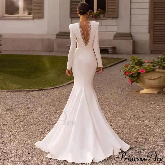 Sophisticated Mermaid Evening Wedding Gown white / 2 weddingdress-250223