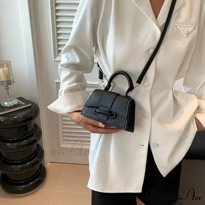 Sophisticated Solid Shoulder Clutch Small Purse Handbag Black handbag-250126