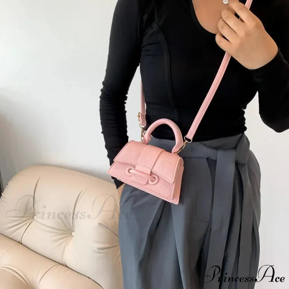 Sophisticated Solid Shoulder Clutch Small Purse Handbag Pink handbag-250126