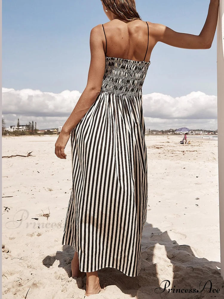 Sophistication Unique Stripe Charming Pleated Maxi Dress