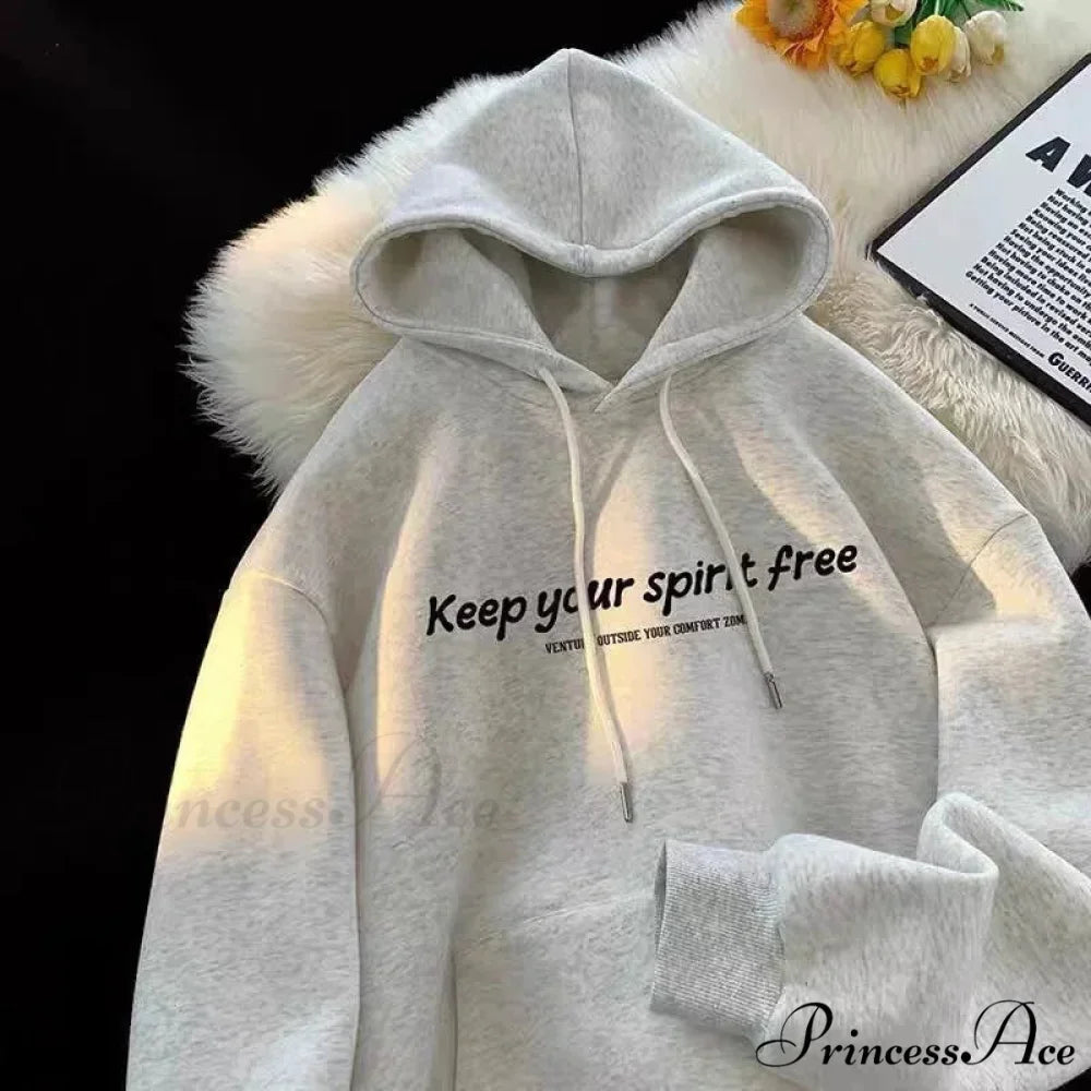 Soul Liberated Message Imprinted Hoodie hoodies-241228