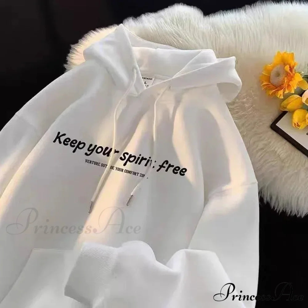 Soul Liberated Message Imprinted Hoodie hoodies-241228