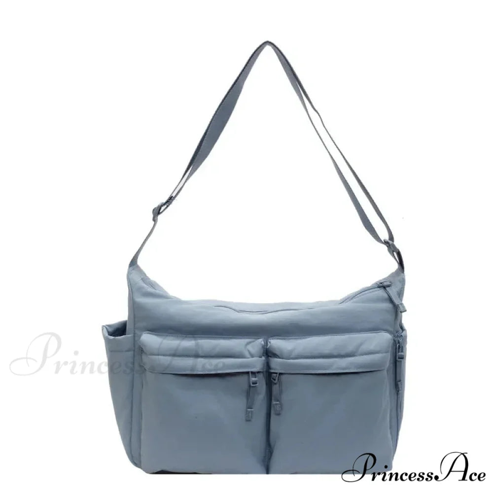 Spacious Capacity Nylon Water-Resistant Labor Crossbody Blue crossbody-250126