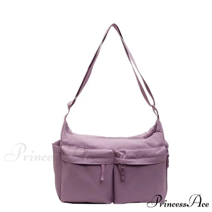 Spacious Capacity Nylon Water-Resistant Labor Crossbody Purple crossbody-250126