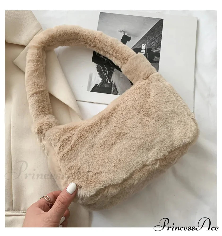 Spacious Capacity Synthetic Leather Shoulder Bag Khaki shoulder-250126