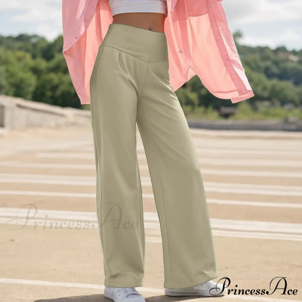 Spacious Leg Yoga Trousers Beige / S pants-241228