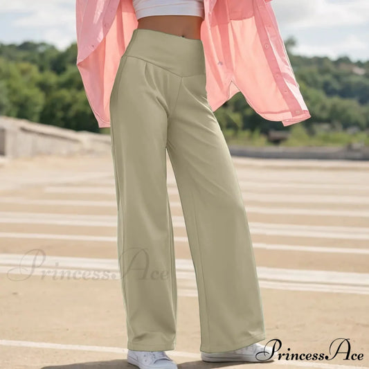 Spacious Leg Yoga Trousers Beige / S pants-241228