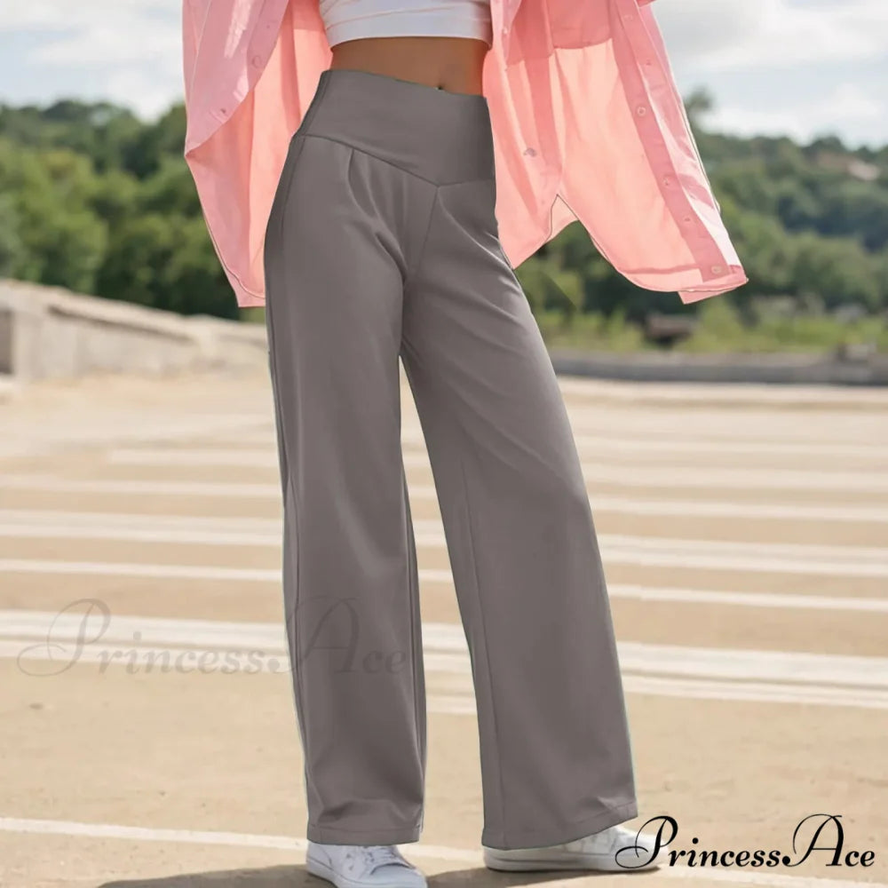 Spacious Leg Yoga Trousers Khaki / S pants-241228