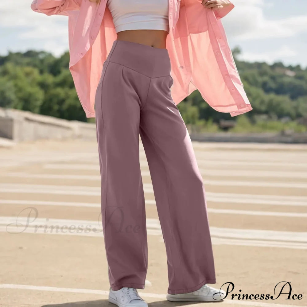 Spacious Leg Yoga Trousers Red / S pants-241228