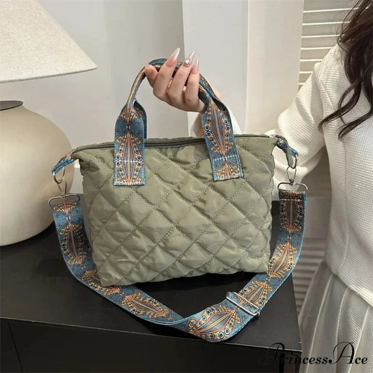 Spacious Shoulder Strap Generous Capacity Cotton Shopping Tote handbag-250126