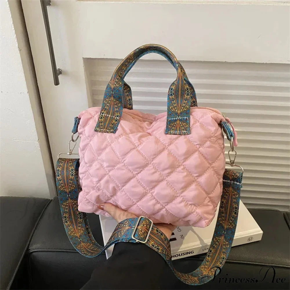 Spacious Shoulder Strap Generous Capacity Cotton Shopping Tote Pink / 22.5x10.5x19.5cm handbag-250126