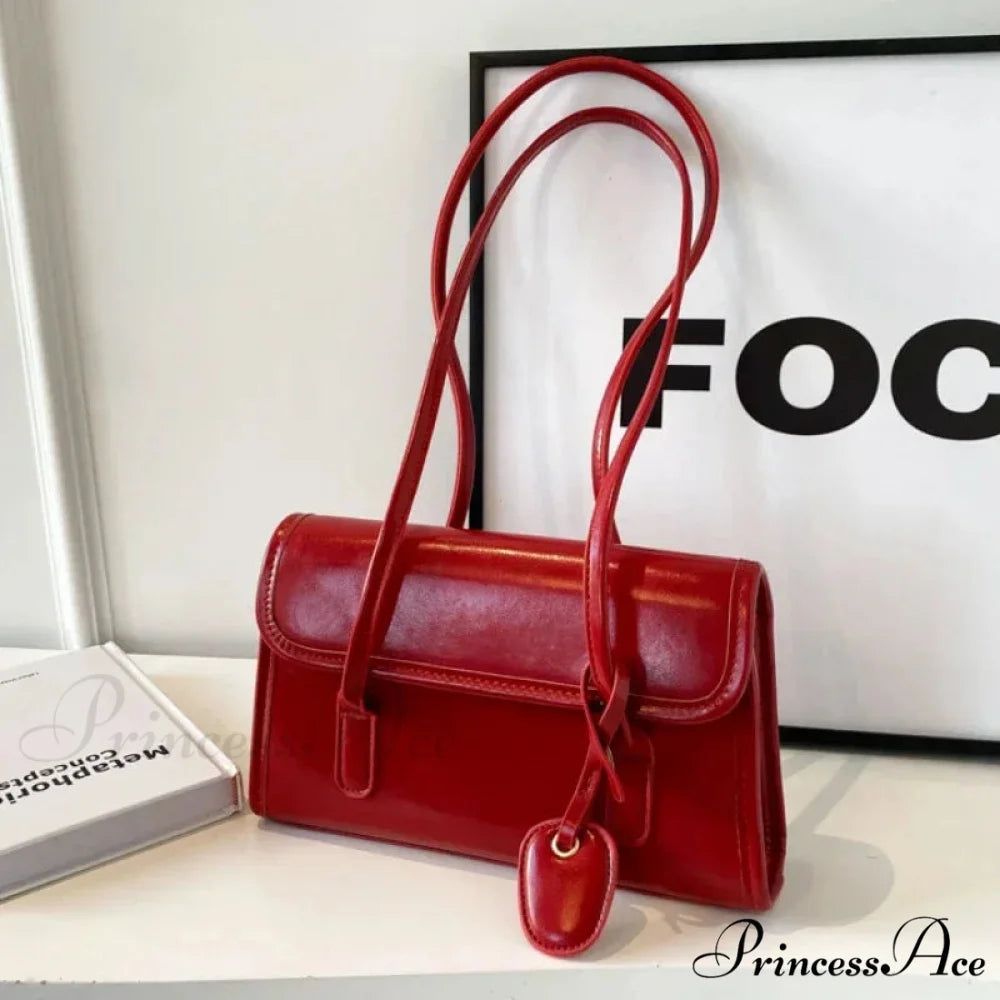 Spacious Winter Armpit Shoulder Bag Wine-Red shoulder-250126