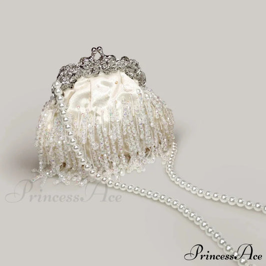 Sparkling Bead Gem Evening Clutch Bag Ivory clutchbag-250126