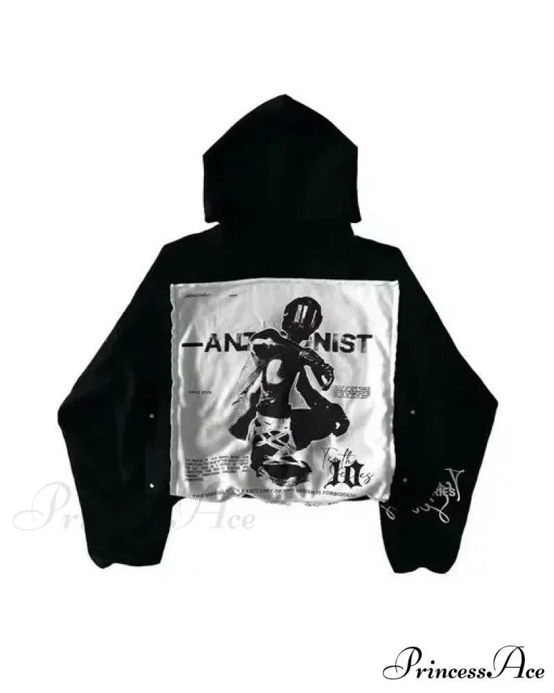 Sparkling Black Pullover Hoodie black 1 / S hoodies-241228
