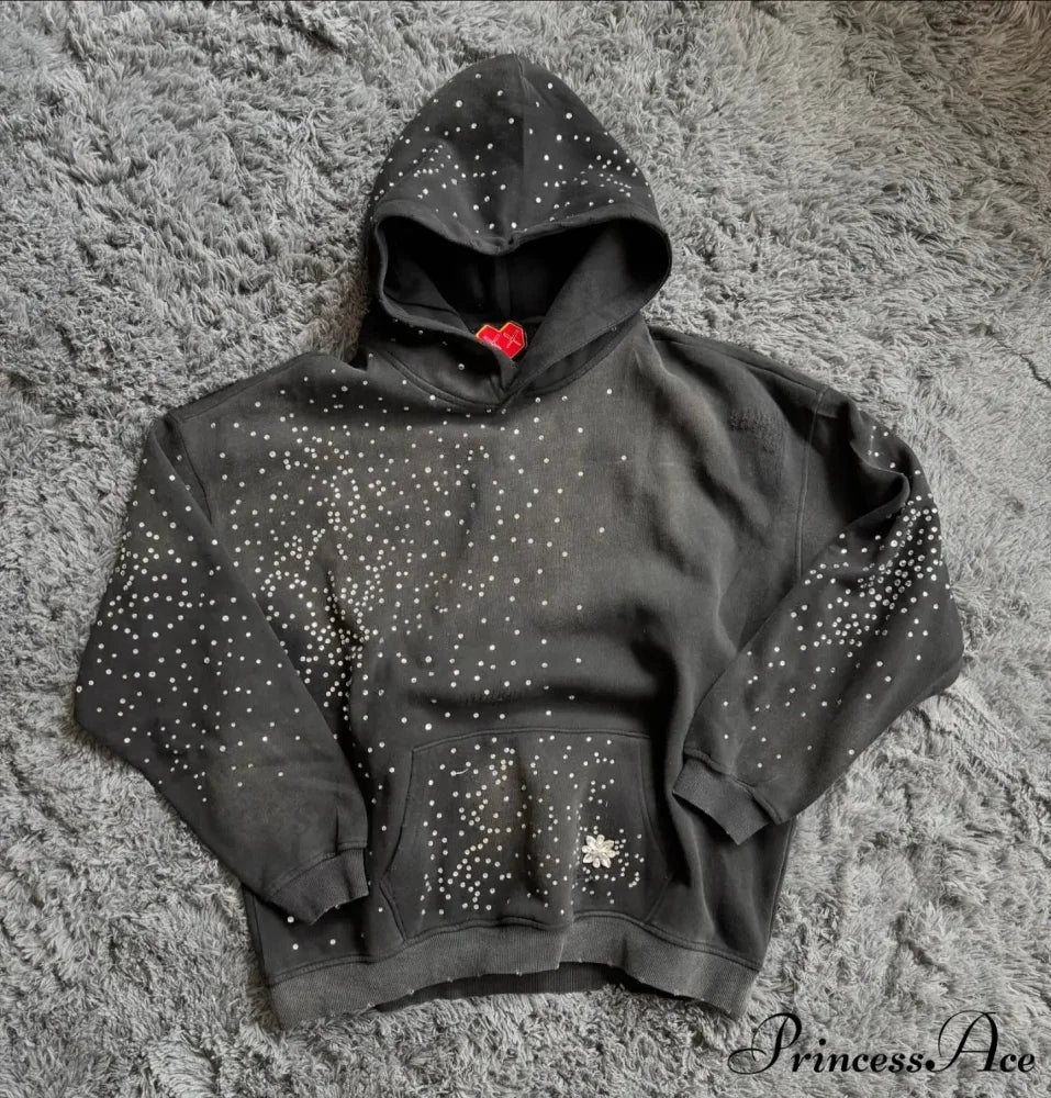 Sparkling Black Pullover Hoodie black 3 / S hoodies-241228