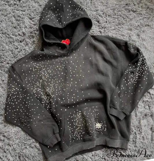 Sparkling Black Pullover Hoodie hoodies-241228