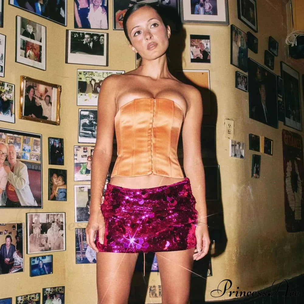 Sparkling Bodycon Pencil Celebration Skirt Rose Red / S skirts-250223