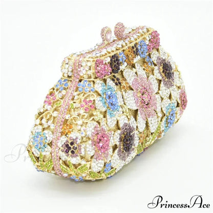 Sparkling Crystal Bridal Wedding Blossom Diamond Clutch Purse clutchbag-250126