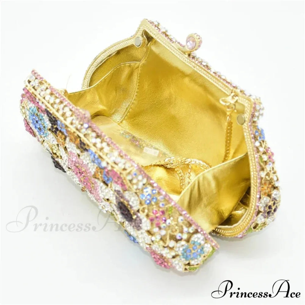 Sparkling Crystal Bridal Wedding Blossom Diamond Clutch Purse clutchbag-250126