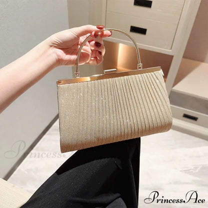 Sparkling Deluxe Apricot Evening Clutch Chain Shoulder Bag Apricot clutchbag-250126
