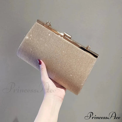 Sparkling Deluxe Apricot Evening Clutch Chain Shoulder Bag clutchbag-250126