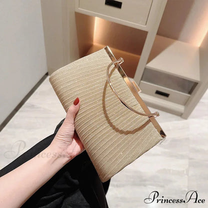 Sparkling Deluxe Apricot Evening Clutch Chain Shoulder Bag clutchbag-250126