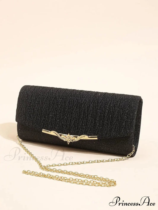 Sparkling Envelope Evening Bag Removable Chain Clutch Bag Black / (20cm clutchbag-250126