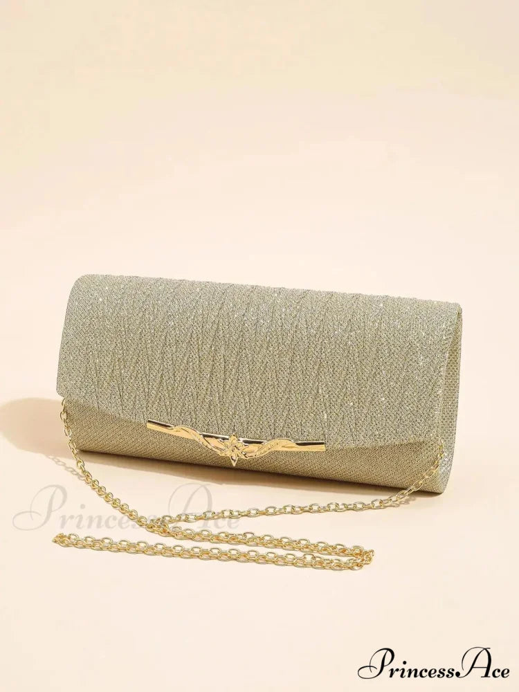 Sparkling Envelope Evening Bag Removable Chain Clutch Bag Gold / (20cm clutchbag-250126