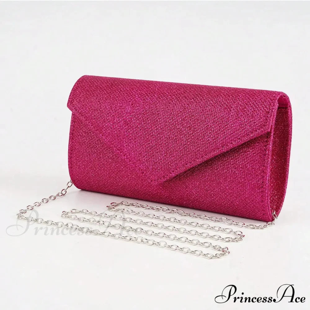 Sparkling Envelope Evening Clutch Women’s Day Wedding Party Crossbody Bag Rose red clutchbag-250126