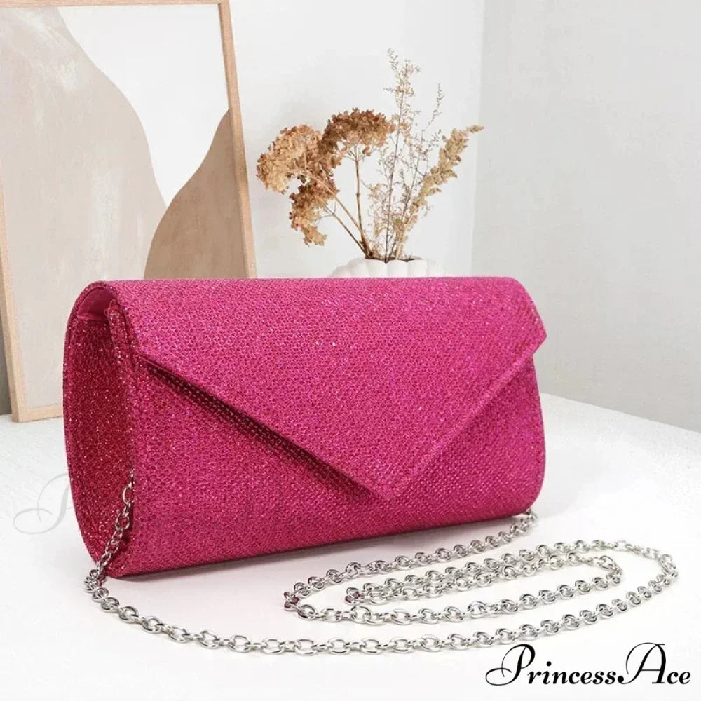 Sparkling Envelope Link Evening Clutch Bag Rose clutchbag-250126