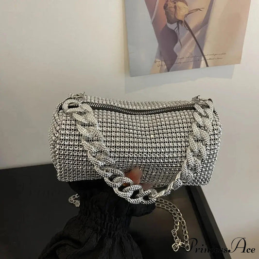 Sparkling Feast Crossbody Glitter Cuba Chain Clutch Bag clutchbag-250126