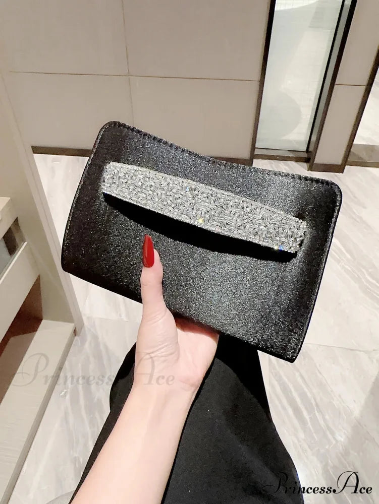 Sparkling Gem Evening Clutch Black wristlet-250126