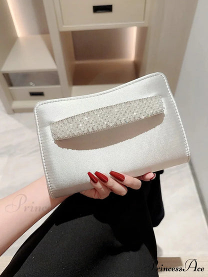 Sparkling Gem Evening Clutch silver wristlet-250126