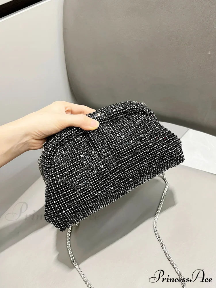 Sparkling Gems Designer Clutch Night Bag Black clutchbag-250126