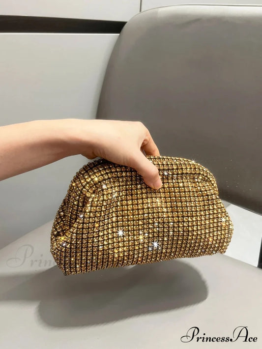 Sparkling Gems Designer Clutch Night Bag Gold clutchbag-250126